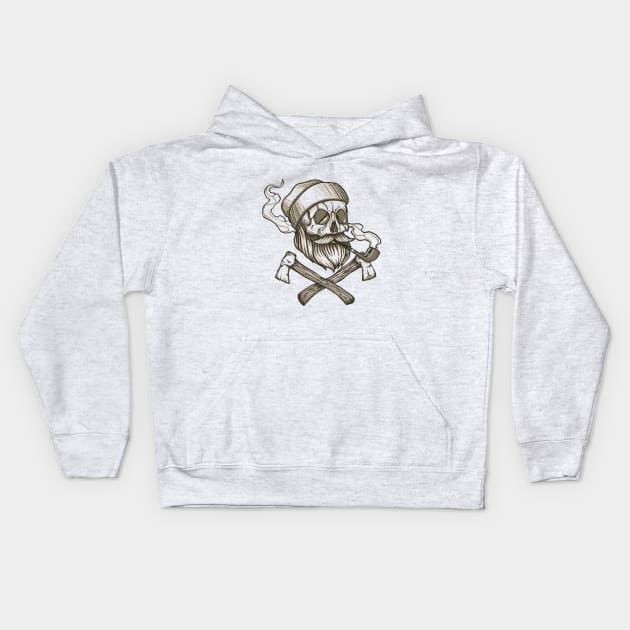 Lumberjack skull Kids Hoodie by Deniart